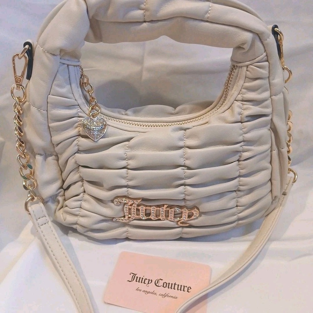 Juicy Couture Crossbody Bag With Charm Removable Straps Cafe Cresent Half Moon